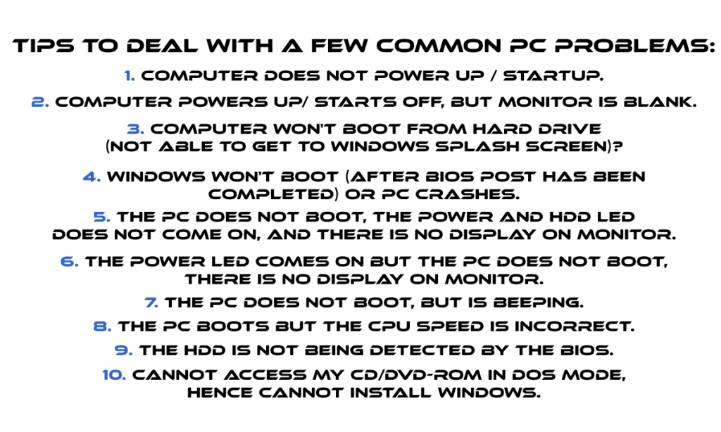 Tips to Deal with a Few Common PC Problems