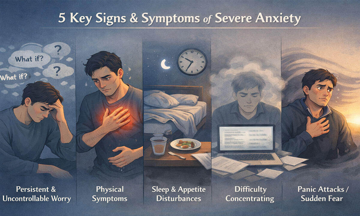 5 Key Signs & Symptoms of Severe Anxiety 5 Key Signs Symptoms of Severe Anxiety - 5 Key Signs & Symptoms of Severe Anxiety