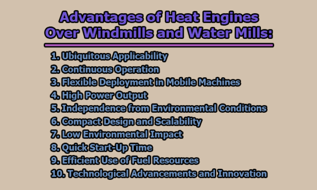 Advantages of Heat Engines Over Windmills and Water Mills