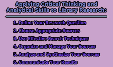 Applying Critical Thinking and Analytical Skills to Library Research