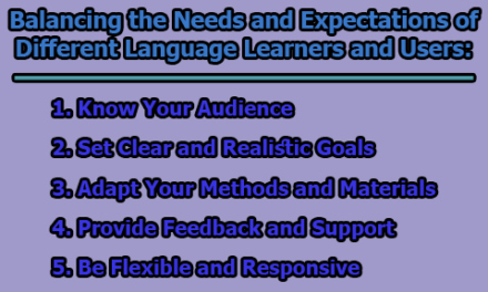Balancing the Needs and Expectations of Different Language Learners and Users