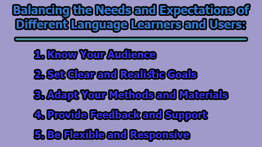 Balancing the Needs and Expectations of Different Language Learners and Users