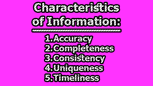 Types, Parameters, Nature, and Characteristics of Information
