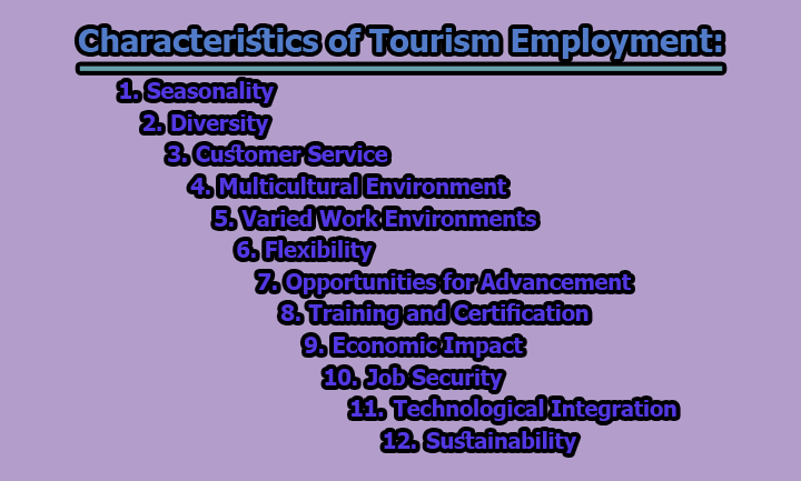 Characteristics of Tourism Employment - Characteristics of Tourism Employment