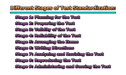 Different Stages of Test Standardization