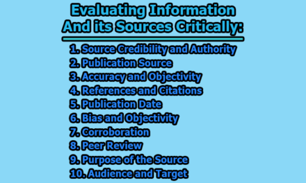 Evaluating Information and its Sources Critically