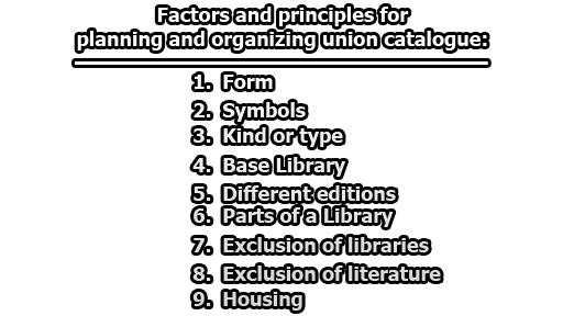 Factors and principles for planning and organizing union catalogue - Union Catalogue | Definitions, Functions, Factors and Principles for Planning and Organizing Union Catalogue