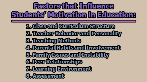 Factors that Influence Students’ Motivation in Education