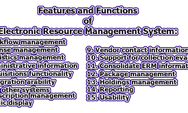 Features and Functions of Electronic Resource Management System