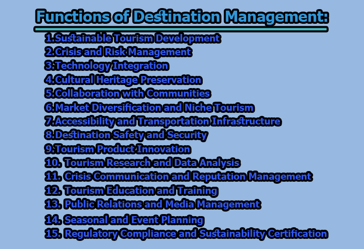 Functions of Destination Management - Functions of Destination Management