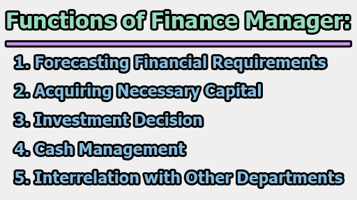 Functions of Finance Manager