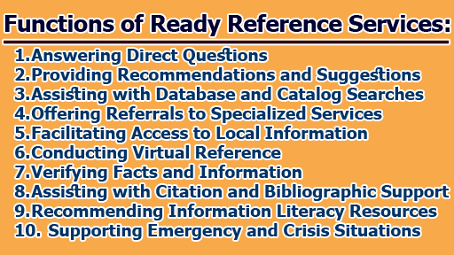 Definitions, Importance, Queries, and Functions of Ready Reference Services