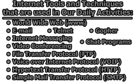 Internet Tools and Techniques that are used in Our Daily Activities