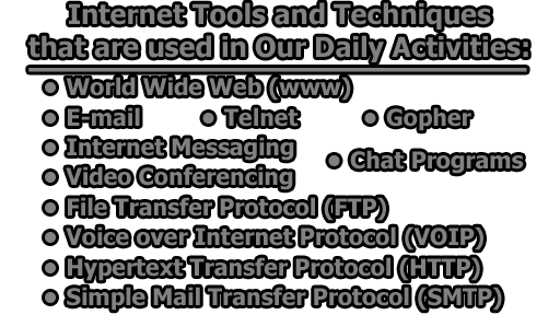 Internet Tools and Techniques that are used in Our Daily Activities