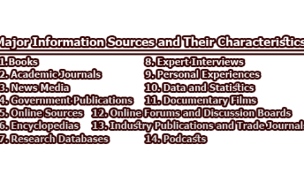 Major Information Sources and Their Characteristics