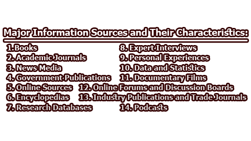 Major Information Sources and Their Characteristics