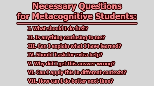 Necessary Questions for Metacognitive Students