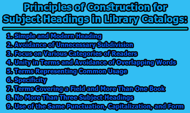 Principles of Construction for Subject Headings in Library Catalogs