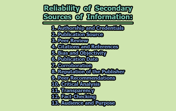 Reliability of Secondary Sources of Information - Secondary Sources of Information: Importance, Reliability, Advantages and Disadvantages
