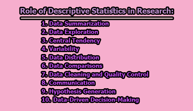 Role of Descriptive Statistics in Research