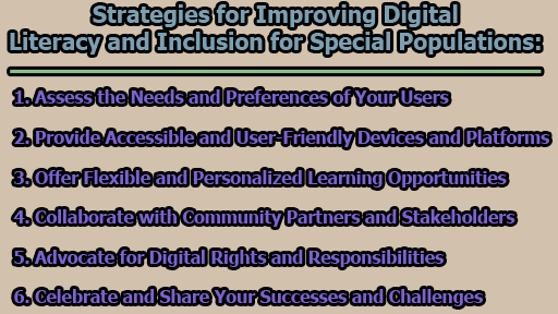 Strategies for Improving Digital Literacy and Inclusion for Special Populations - Strategies for Improving Digital Literacy and Inclusion for Special Populations