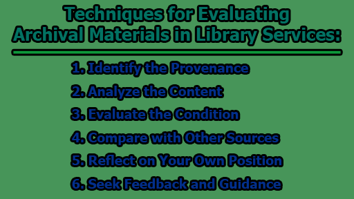 Techniques for Evaluating Archival Materials in Library Services