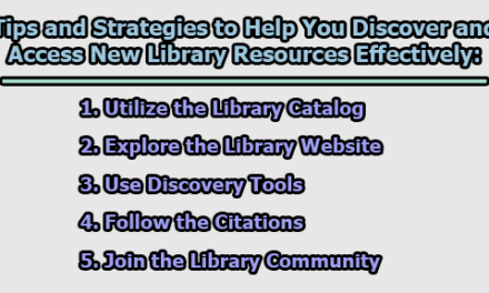 Tips and Strategies to Help You Discover and Access New Library Resources Effectively