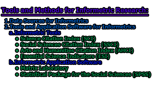 Tools and Methods for Informetric Research - Tools and Methods for Informetric Research