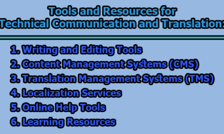 Tools and Resources for Technical Communication and Translation