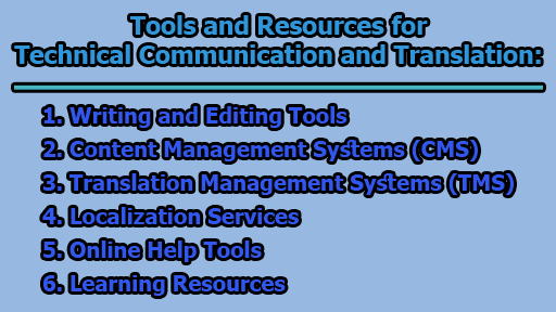 Tools and Resources for Technical Communication and Translation